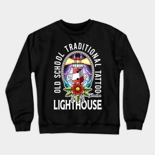 old school traditional tattoo light house Crewneck Sweatshirt